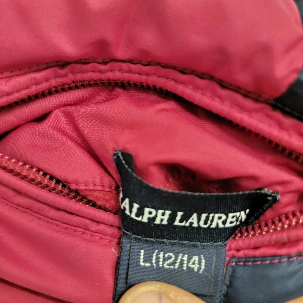 Polo Ralph Lauren Girls 12-14 Puffer Vest Down Feather Fill Reversable Crest